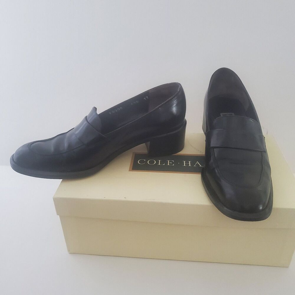 Vintage Cole Haan Women’s Loafers 6.5 Black Leather Slip-On Shoes "Marlene"